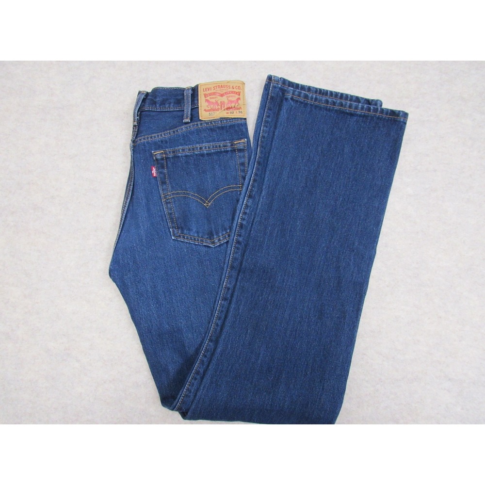 Levis 517 Mens Bootcut Jeans Dark Wash Denim W32 L36 Blue Pants